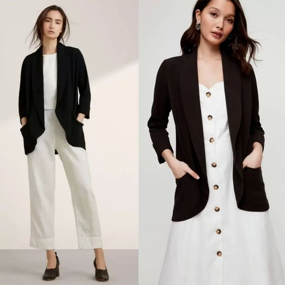 Aritzia Jackets & Blazers - Aritzia Wilfred CHEVALIER JACKET Open Front Black Blazer